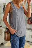 Gray Casual V Neck Racerback Tank Top with Pocket LC256544-11