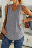 Gray Casual V Neck Racerback Tank Top with Pocket LC256544-11