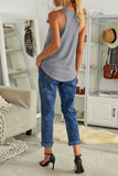 Gray Casual V Neck Racerback Tank Top with Pocket LC256544-11