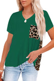 Green Women's Leopard Printed Short Sleeve T-Shirt Blouse LC253578-9