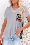 Women's Leopard Printed Short Sleeve T-Shirt Blouse