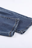 Sky Blue Floral Leopard Ripped Boyfriend Distressed Denim Pants Jeans LC782289-4