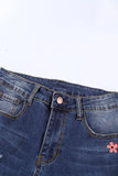 Pink Floral Leopard Ripped Boyfriend Distressed Denim Pants Jeans LC782289-10