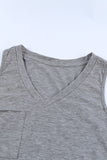 Gray Casual V Neck Racerback Tank Top with Pocket LC256544-11