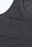 Black Casual V Neck Racerback Tank Top with Pocket LC256544-2