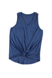 Blue Casual V Neck Racerback Tank Top with Pocket LC256544-5