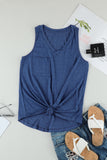 Blue Casual V Neck Racerback Tank Top with Pocket LC256544-5