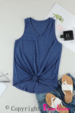 Blue Casual V Neck Racerback Tank Top with Pocket LC256544-5