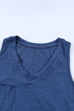 Blue Casual V Neck Racerback Tank Top with Pocket LC256544-5