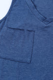 Blue Casual V Neck Racerback Tank Top with Pocket LC256544-5