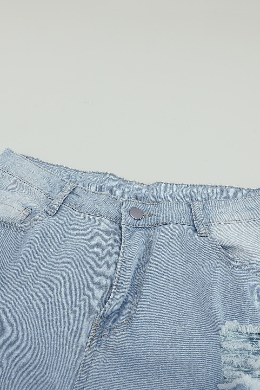 Sky Blue Women's Ripped Denim Pants Casual Bell Bottom Jeans for Women LC78092-4