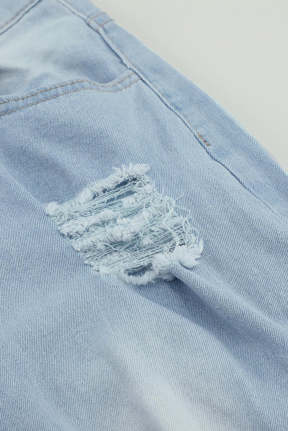 Sky Blue Women's Ripped Denim Pants Casual Bell Bottom Jeans for Women LC78092-4