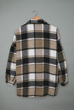 LC8511482-7-S, LC8511482-7-M, LC8511482-7-L, LC8511482-7-XL, LC8511482-7-2XL, Yellow Women's Flannel Plaid Jacket Long Sleeve Buttoned Shirts Coats Shacket