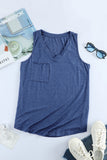 Blue Casual V Neck Racerback Tank Top with Pocket LC256544-5