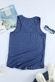 Blue Casual V Neck Racerback Tank Top with Pocket LC256544-5
