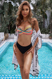 LC43334-22-S, LC43334-22-M, LC43334-22-L, LC43334-22-XL, LC43334-22-2XL, Multicolor Women's Twisted Bust Striped Bikini Set Two Piece Bathing Suit