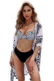 LC43334-2-S, LC43334-2-M, LC43334-2-L, LC43334-2-XL, LC43334-2-2XL, Black Women's Twisted Bust Striped Bikini Set Two Piece Bathing Suit