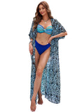 LC43334-4-S, LC43334-4-M, LC43334-4-L, LC43334-4-XL, LC43334-4-2XL, Sky Blue Women's Twisted Bust Striped Bikini Set Two Piece Bathing Suit