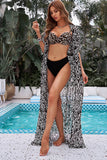 LC43334-20-S, LC43334-20-M, LC43334-20-L, LC43334-20-XL, LC43334-20-2XL, Leopard Women's Twisted Bust Striped Bikini Set Two Piece Bathing Suit