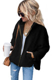 Black Womens Full Zip Soft Warm Sherpa Hooded Coat with Pocket LC8511355-2