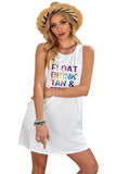 White Short White Dress Float Drink Tan & Repeat Sleeveless Mini Dress LC225933-1