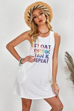 White Short White Dress Float Drink Tan & Repeat Sleeveless Mini Dress LC225933-1