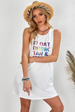 Robe blanche courte Float Drink Tan & Repeat Mini-robe sans manches