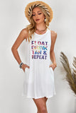 White Short White Dress Float Drink Tan & Repeat Sleeveless Mini Dress LC225933-1