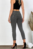 Black Women's Ripped Boyfriend Jeans Distressed Holes Crop Denim Pants LC78064-2