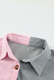 LC2551387-11-S, LC2551387-11-M, LC2551387-11-L, LC2551387-11-XL, LC2551387-11-2XL, LC2551387-11-3XL, Gray Women Oversized Shirts Color Block Button Shacket Jacket