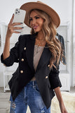 LC852062-2-S, LC852062-2-M, LC852062-2-L, LC852062-2-XL, LC852062-2-2XL, Black Double Breasted Casual Blazer Draped Open Front Cardigans Jacket Work Suit