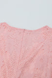 Pink White Mini Dress Wrap V Neck Floral Lace Short Dress LC224799-10