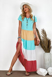 Multicolor Family Matching Color Block Maxi Dress for Women LC613732-22