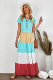 Multicolor Family Matching Color Block Maxi Dress for Women LC613732-22