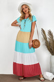 Multicolor Family Matching Color Block Maxi Dress for Women LC613732-22