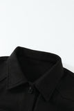 Black Women's Lapel Button Down Coat Winter Belted Coat with Pockets LC8511359-2