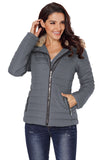LC85117-11-XXL, LC85117-11-XL, LC85117-11-L, LC85117-11-M, LC85117-11-S, LC85117-11-2XL, Odyssey Grey Winter Coats for Women Camel Faux Fur Collar Trim Black Quilted Jacket Outerwear