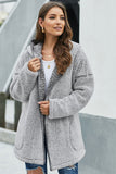 LC85279-11-S, LC85279-11-M, LC85279-11-L, LC85279-11-XL, LC85279-11-2XL, Gray Women's Autumn Winter Faux Shearling Pullover Jacket Coat