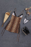 LC31378-20-S, LC31378-20-M, LC31378-20-L, Womens Babydoll Lingerie Dress Leopard Animal Print Sleepwear Nightwear