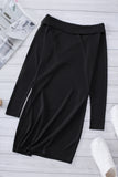 Black Plunging Neck Bodycon Long Sleeve Ladies Black Mini Dress LC227553-2