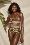 LC411956-20-S, LC411956-20-M, LC411956-20-L, LC411956-20-XL, Women's High Waisted Bikini Leopard Two-piece Bathing Suit