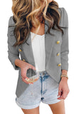 LC852062-11-S, LC852062-11-M, LC852062-11-L, LC852062-11-XL, LC852062-11-2XL, Gray Double Breasted Casual Blazer Draped Open Front Cardigans Jacket Work Suit