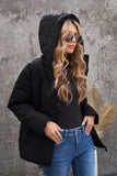 LC856045-2-S, LC856045-2-M, LC856045-2-L, LC856045-2-XL, LC856045-2-2XL, Black Winter Coats for Women Outdoor Zipper Hooded Coat Outwear with Pockets
