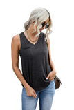Black Casual V Neck Racerback Tank Top with Pocket LC256544-2