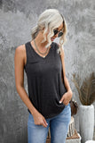 Black Casual V Neck Racerback Tank Top with Pocket LC256544-2