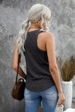 Black Casual V Neck Racerback Tank Top with Pocket LC256544-2