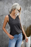 Black Casual V Neck Racerback Tank Top with Pocket LC256544-2