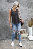 Black Casual V Neck Racerback Tank Top with Pocket LC256544-2