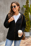 Black Womens Full Zip Soft Warm Sherpa Hooded Coat with Pocket LC8511355-2