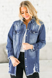 LC8511533-5-S, LC8511533-5-M, LC8511533-5-L, LC8511533-5-XL, LC8511533-5-2XL, Blue Women's Oversized Denim Jacket Boyfriend Distressed Jean Trucker Jacket